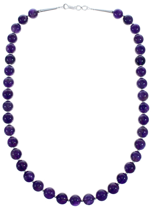 Sterling Silver And Amethyst Southwestern Bead Necklace BX120550